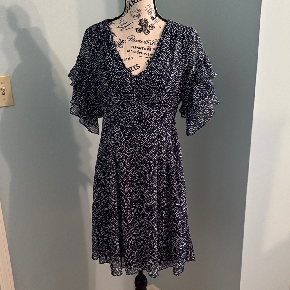 Elegant Navy Polka Dot Dress